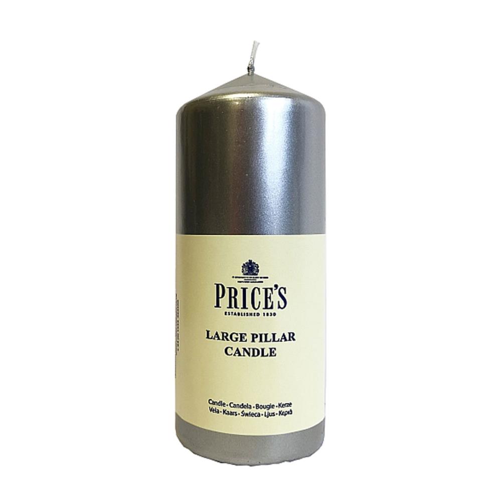 Price's Metallic Silver Pillar Candle 15cm £4.79